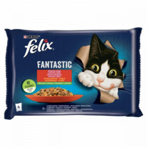 Felix Fantastic Cat Házias válogatás zöldségekkel 4X85gr (csirke-paradicsom/marha-sárgarépa)