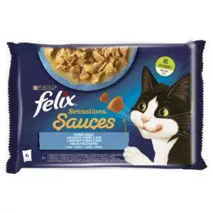 Felix Sensations Sauces Cat Halas válogatás 4x85gr Alaszkai tőkehal, szardínia szószban