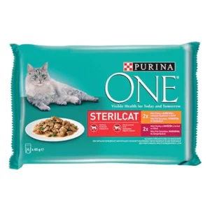 Purina One Sterilcat Mini Filé szószban, Csirkével és Marhával zöldségekkel 4x85g