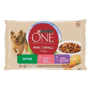 Purina One Mini-Small Active Marhával és Kacsával 4x100g
