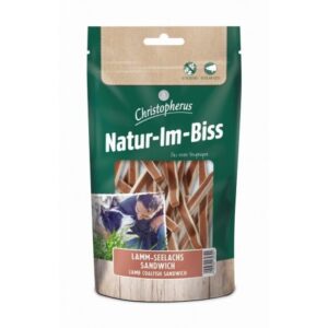 Bárány és Tengeri lazac szendvics Natur-Im-Biss Christopherus jutalomfalatok 70 gr