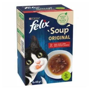 FELIX Soup házias válogatás marha, csirke, bárány nedves eledel felnőtt macskáknak 6*48 gr