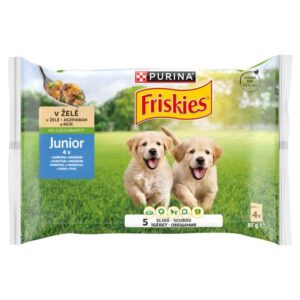 Purina Friskies Junior aszpikos válogatás nedves kutyaeledel (4 x 85g / 340g)