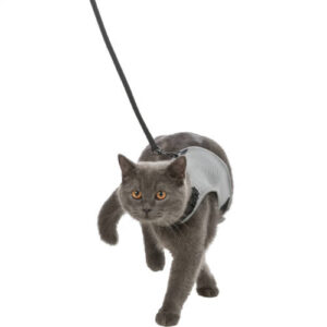 Trixie Soft Hám és Póráz Szett Macskáknak (Szürke/Fekete, 24–42 cm / 1.20m)